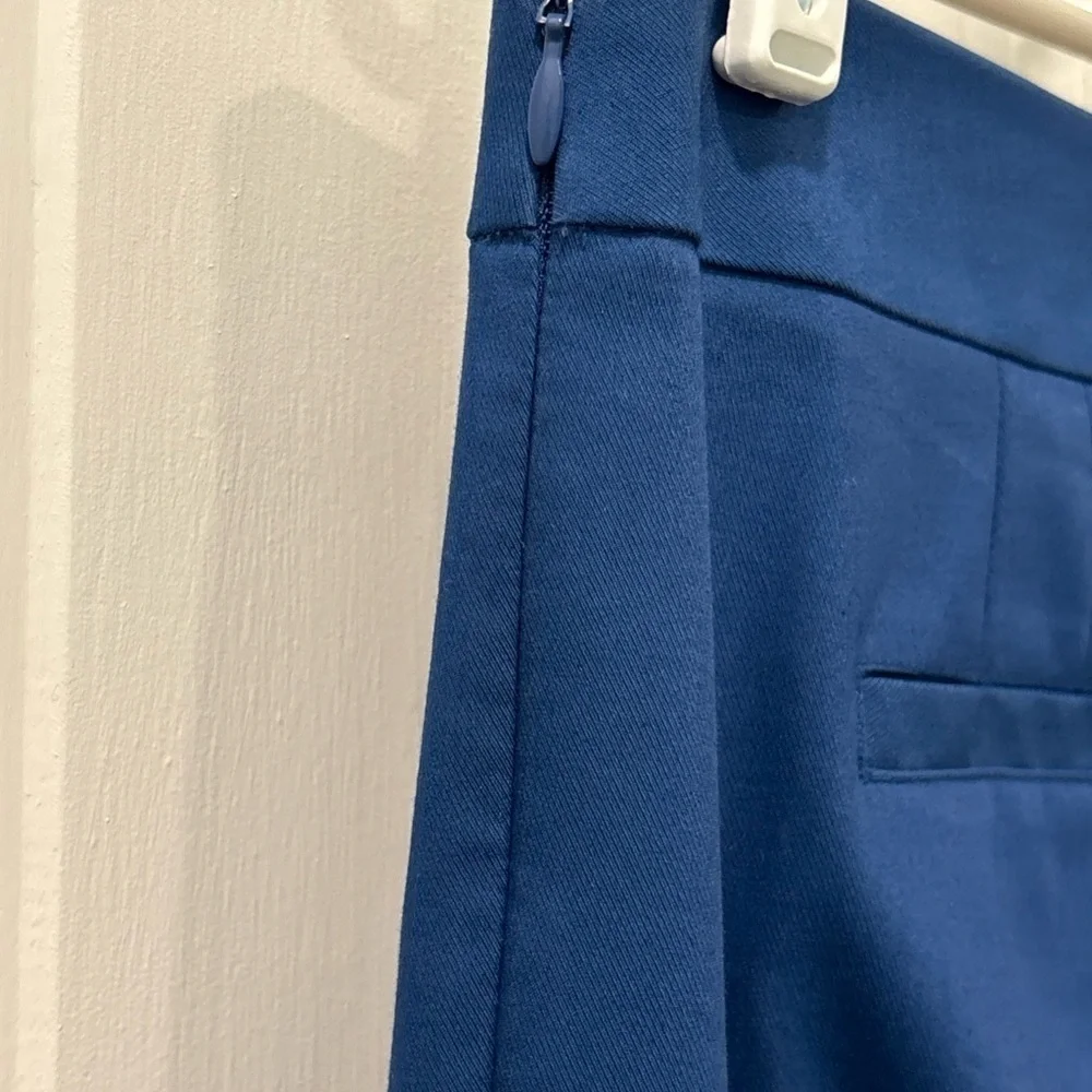 Tory Burch Women’s Seamed Dress Pants Size 12 Royal Blue Stretch Slit Hem  EUC